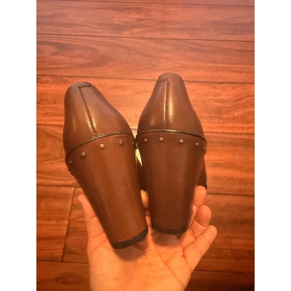 Dansko Brown Leather Studded Mary Jane Wedge Heels EU 38 US 7.5-8
